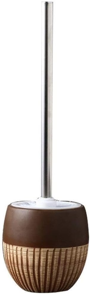 Vintage Handmade Ceramic Toilet Brush Holder Set, Stainless Steel Handle, Changeable Brush Head