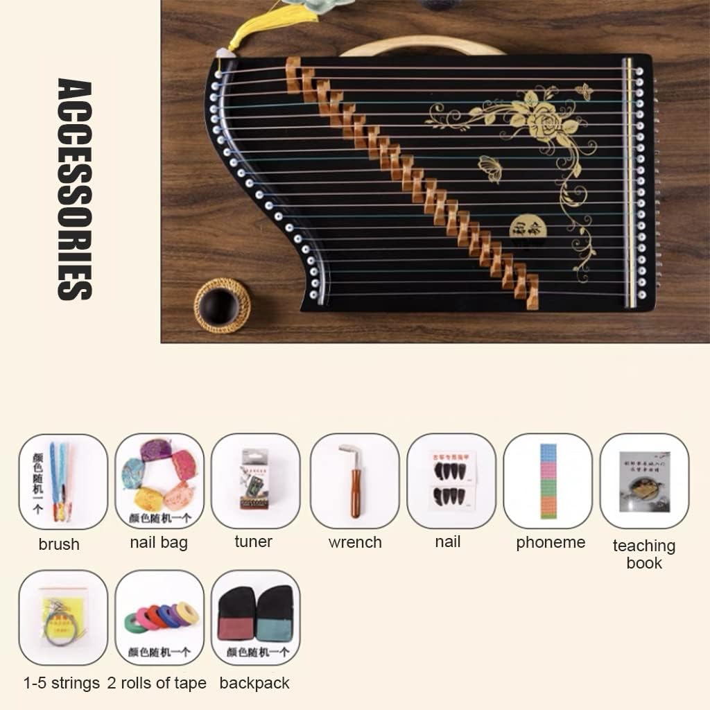 Guzheng Finger Trainer, Portable Chinese Guzhengs with Backpack/Full Accessories, Suitable for Child/Adults/Beginner/Professional, 60x35 CM, 21 Strings Guzheng(Dunhuang)