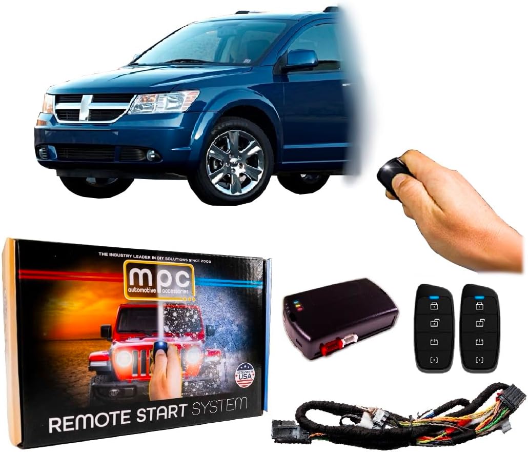MPC Plug-n-Play 4-Button 2-Way Remote Start Kit Compatible with 2008-2010 Dodge Journey - T-Harness - (2) Extended Range 4-Button 2-Way Remotes - Up to 3,000 ft Range - USA Tech Support