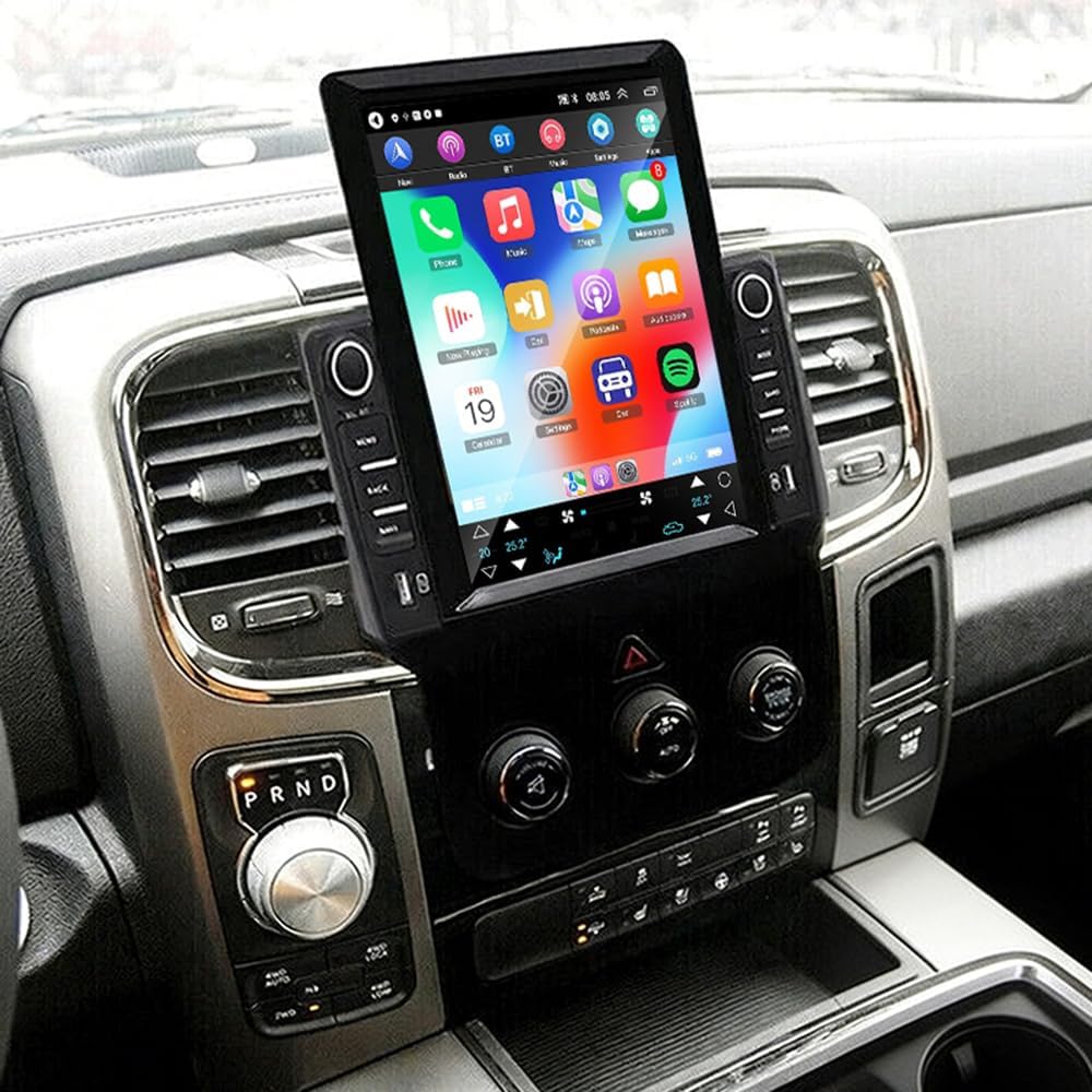 Car Stereo Radio Compatible for Ram 2013-2019 with Carplay Android Auto GPS Navigation 9.7in Touchscreen Car Radio Player with Bluetooth WiFi FM/RDS SWC Mirror Link Split Screen + Backup Camera