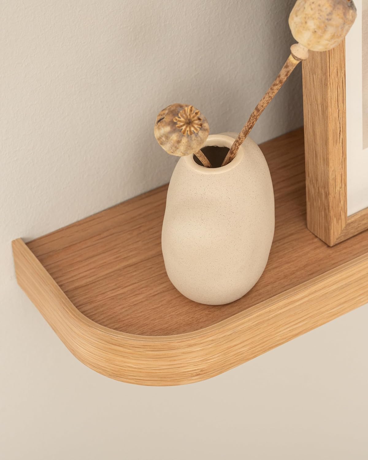 Kazai.® 23.6 inches Floating Shelves for Wall 'Toke' | Set of 2 Small Mounted Wooden Shelf Units | Modern Wall Decor & Storage for Living Room, Bathroom, Kitchen, Bedroom & More | Oak