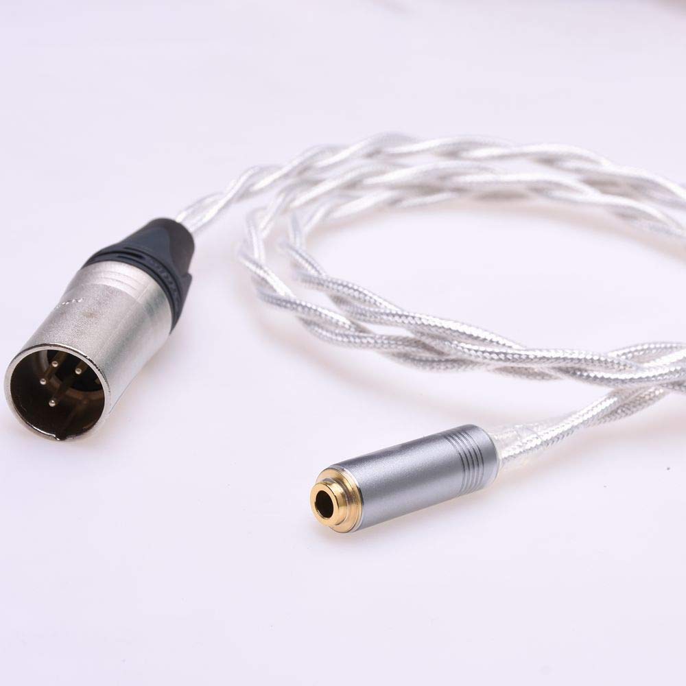 4pin XLR Male to 4.4mm Female Balanced Crystal Clear Silver Plated Shield Upgrade Extension Cable Audio Adapter Compatible for Sony NW-WM1Z 1A MDR-Z1R TA-ZH1ES PHA-2 (3)