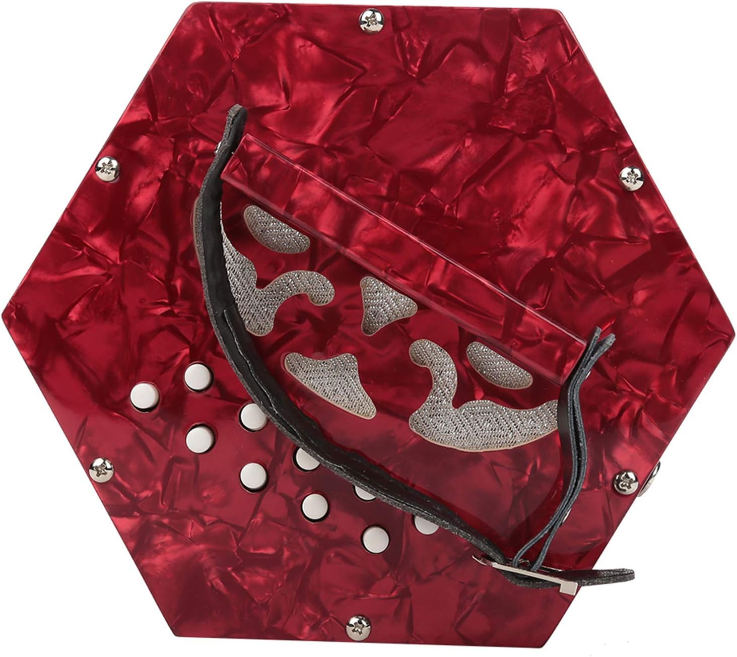 Concertina Accordion, 20 Keys Piano Accordion Instrument Professional Accordion Concertina with 2 Adjustable Straps and Bag for Kids Students Beginners Adults Friends(Red)