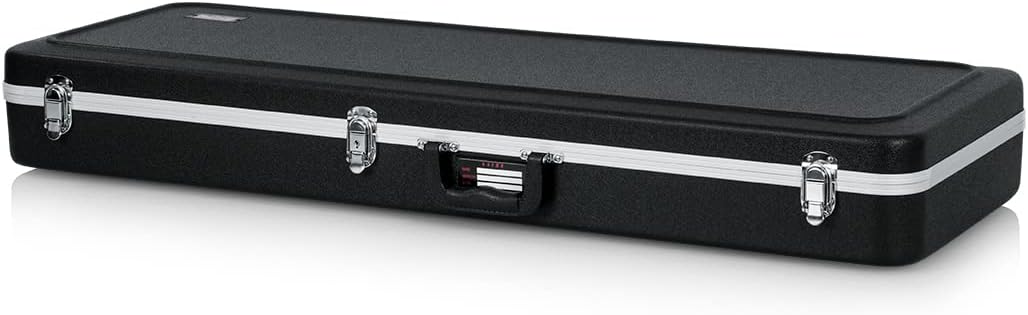 Gator GC-ELECTRIC-A Deluxe ABS Molded Case for Strat/Tele Style Electric Guitars - Black Bundle with Cable, Strap, Picks, and Austin Bazaar Polishing Cloth