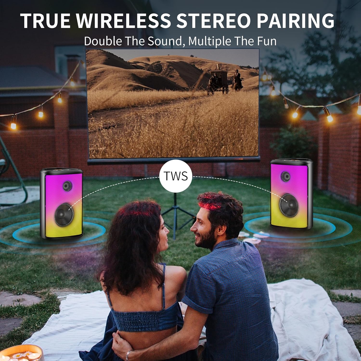 BUGANI Loud Bluetooth Speaker, 120W Portable Wireless Speakers with Punchy Bass and Loud Sound, LED Lights, 15H Playtime, IPX6 Waterproof, Support AUX/TF Card/USB, Big Party Speaker for Outdoor