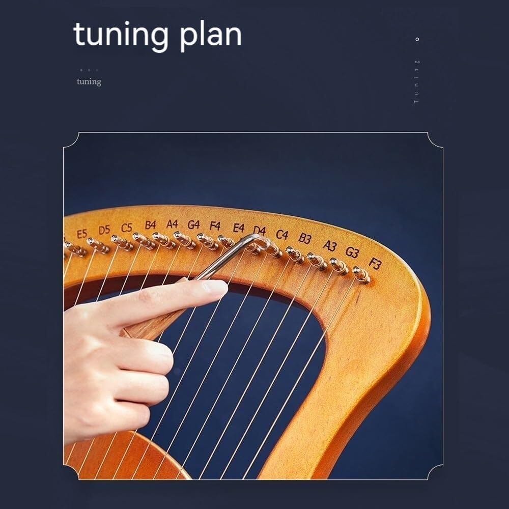 21/24 String Lyar, Thumb Harp, Mango Shape, Veneer Mahogany Xylophone Body, Beginners Niche Instrument(Color:Natural_24 Strings)(Natural-24 Strings)