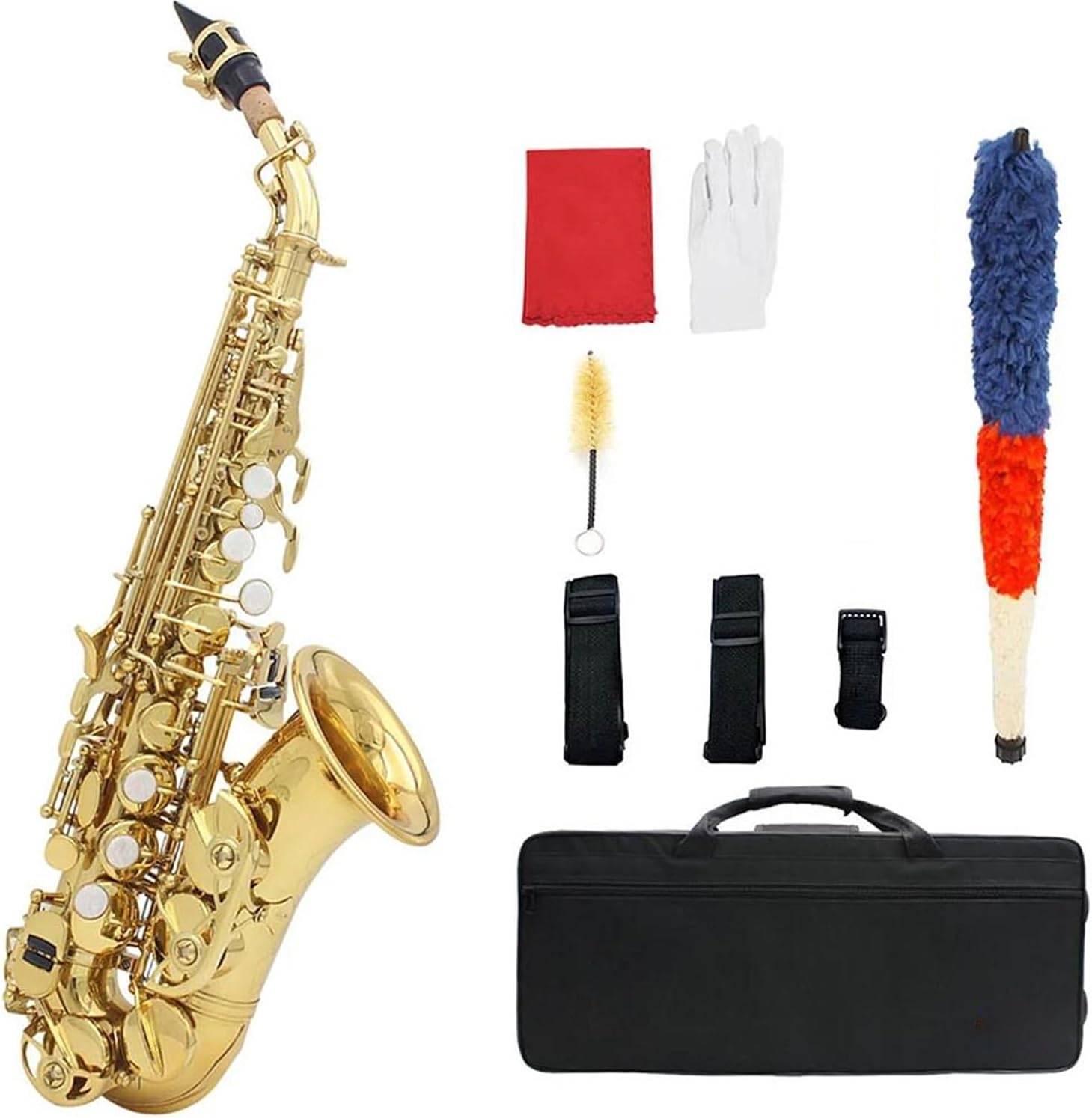 Beginner saxophone Bb Soprano Saxophone Brass Lacquered Gold B Flat Sax Woodwind Musical Instrument With Case Saxophone Accessories