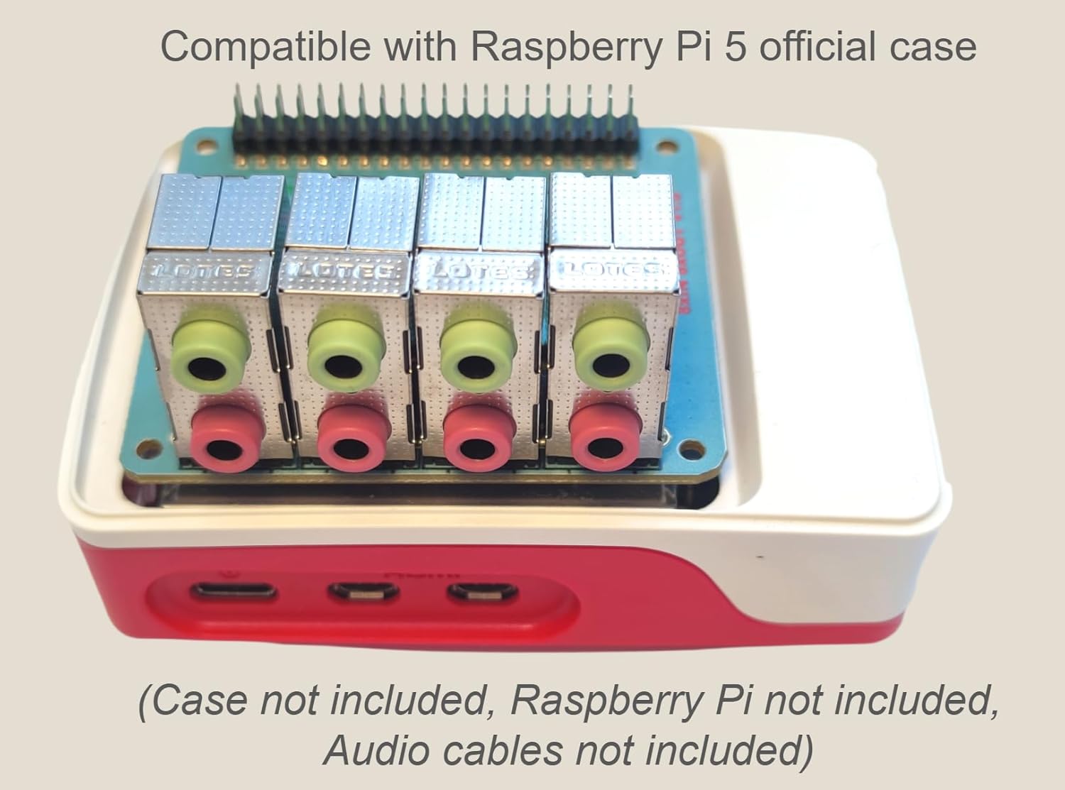 RASPIAUDIO 8xIN + 8xOUT Audio DAC Hat Sound Card for Raspberry PI5 only