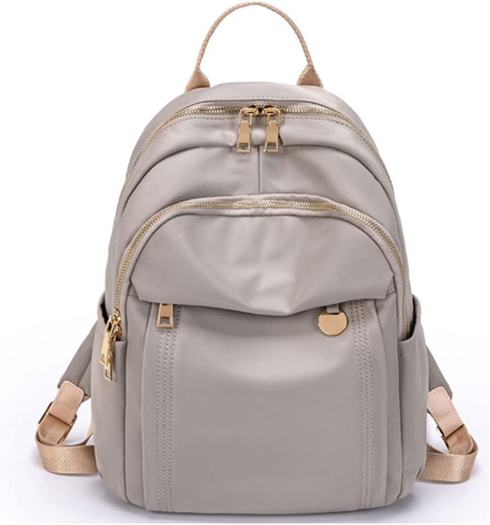 for Anti-theft leather black travel bag large schoolbag women's backpack laptop (Gray)