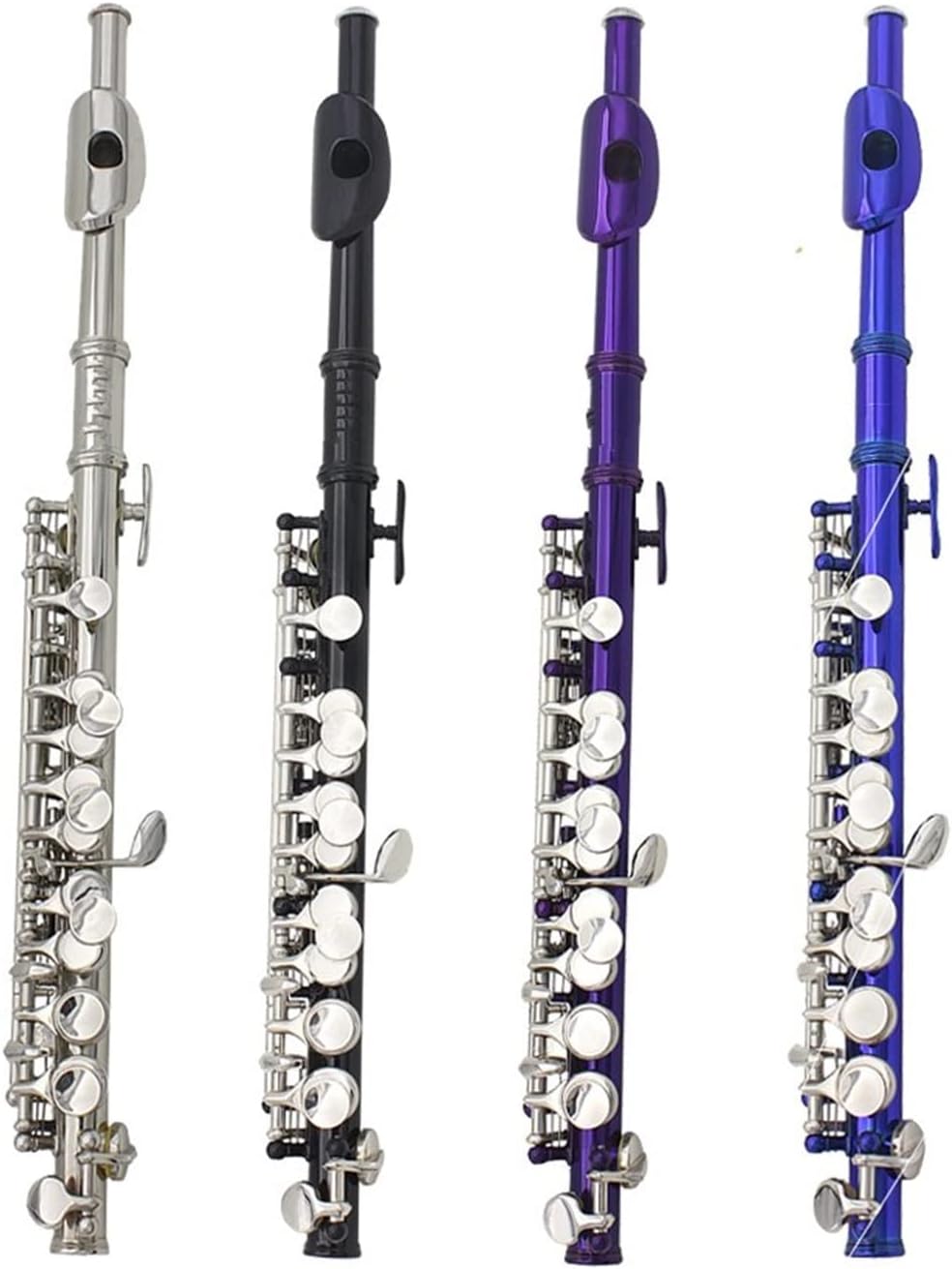 Flute Musical Instrument Half-Size Flute Cupronickel Silver-Plated C Tone Piccolo Woodwind Instrument with E Key Leather Case Accessories Starter Flute (Color : Blue Piccolo)