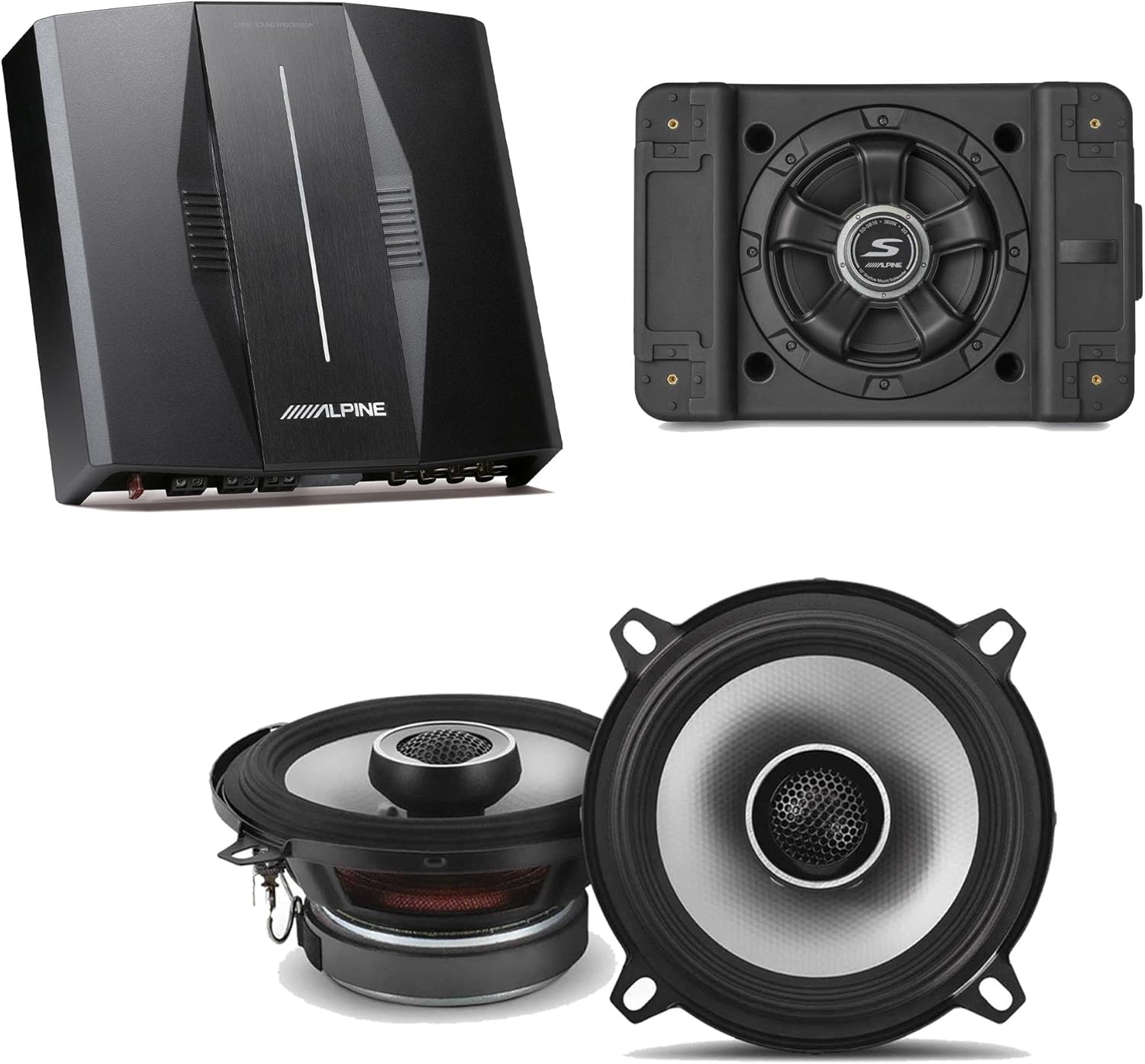 Alpine PXE-C80-88 OPTIM8 8-Channel Hi-Res DSP Amplifier w/SS-SB12 Subwoofer, S2-S50 Bundle