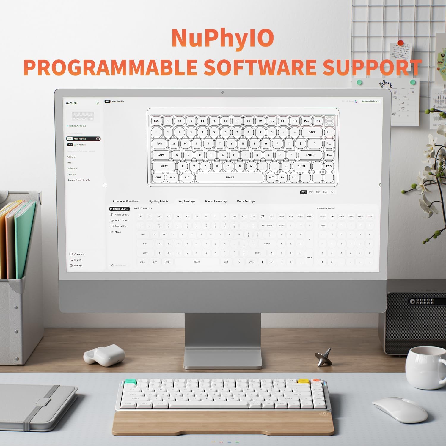 nuphy Air75 V3 Hot Swappable Wireless Mechanical Keyboard, 84 Keys 75% Custom Low Profile Keyboard with Knob, RGB Backlit, Gasket Mounted, Support Bluetooth/2.4GHz/USB-C,Black-Red Nano