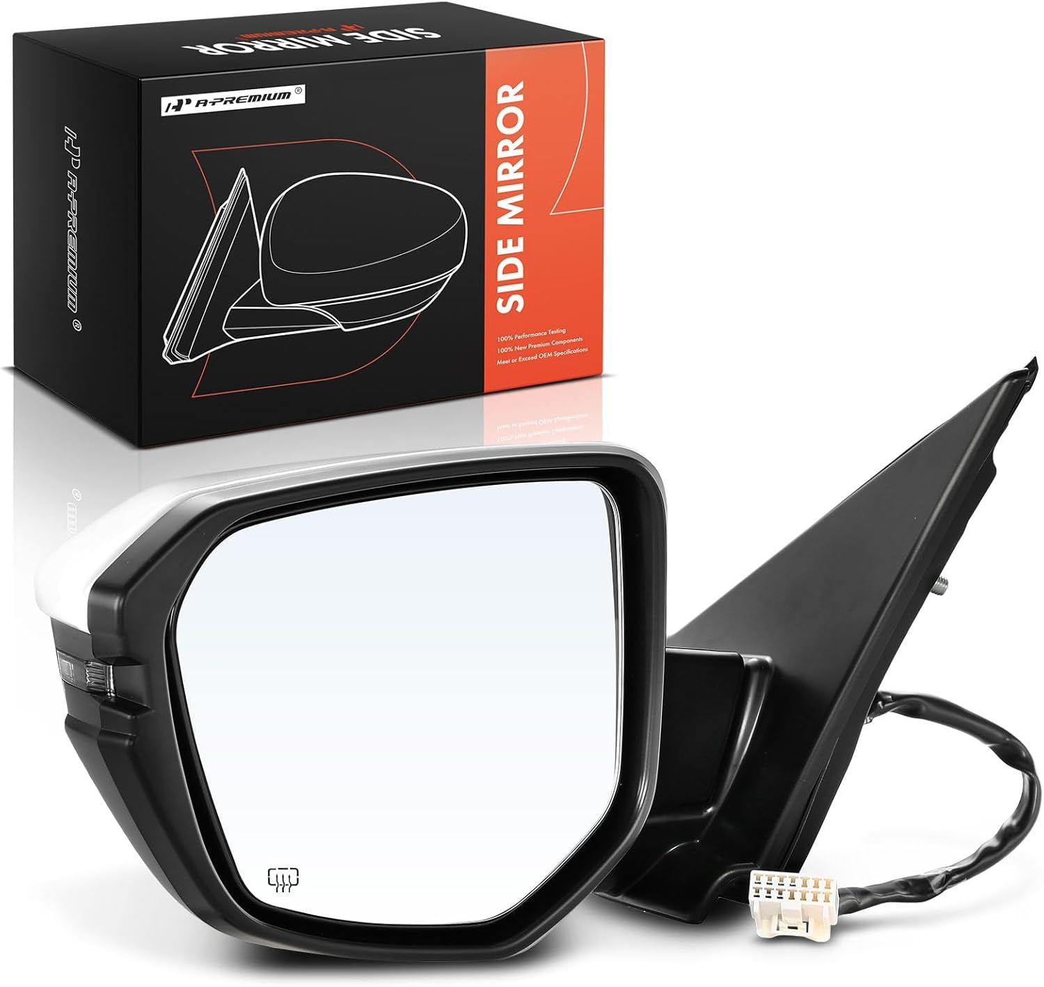 A-Premium Driver Side Power Door Mirror - Compatible with Honda Civic 2016-2021 - Heated Manual Folding White Outside Rear View Mirror with Turn Signal - Replace# 76258TBCA12ZA