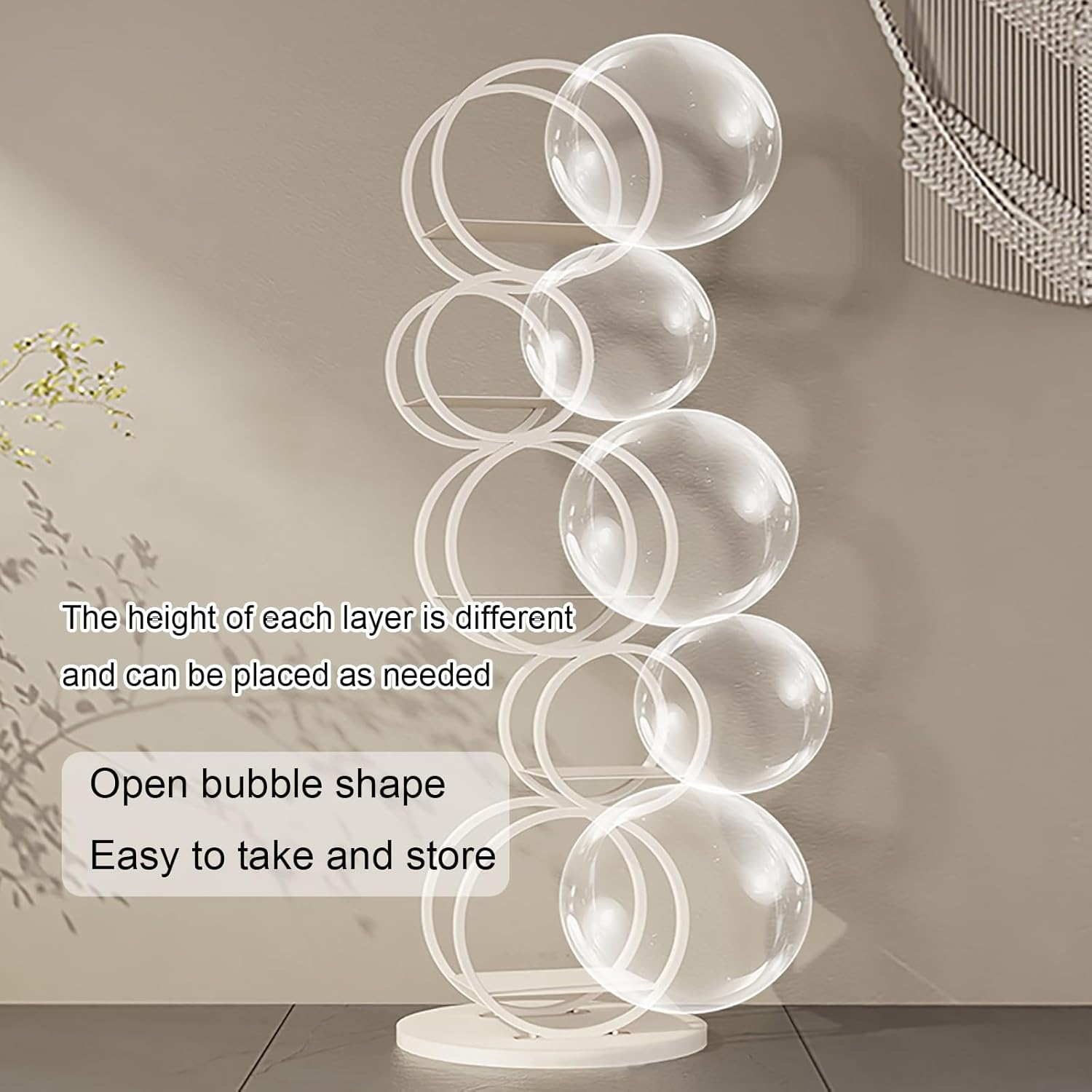 Irregular Geometric Bookshelf, Metal Decorative Storage Shelving, Modern Freestanding Display Shelves Bookcase, Tall Book Shelf Unit for Living Room Bedroom(White)