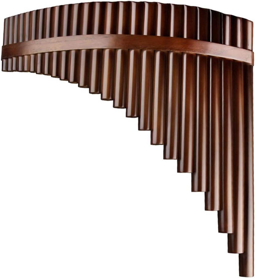 22/25 Pipes C Key Professional Pan Flute Chinese Traditional Musical Instrument Pan Pipes Easy to Learn with Exquisite Brown Pan Pipes Flute and Black PU Bag Included (25-Left Hand)