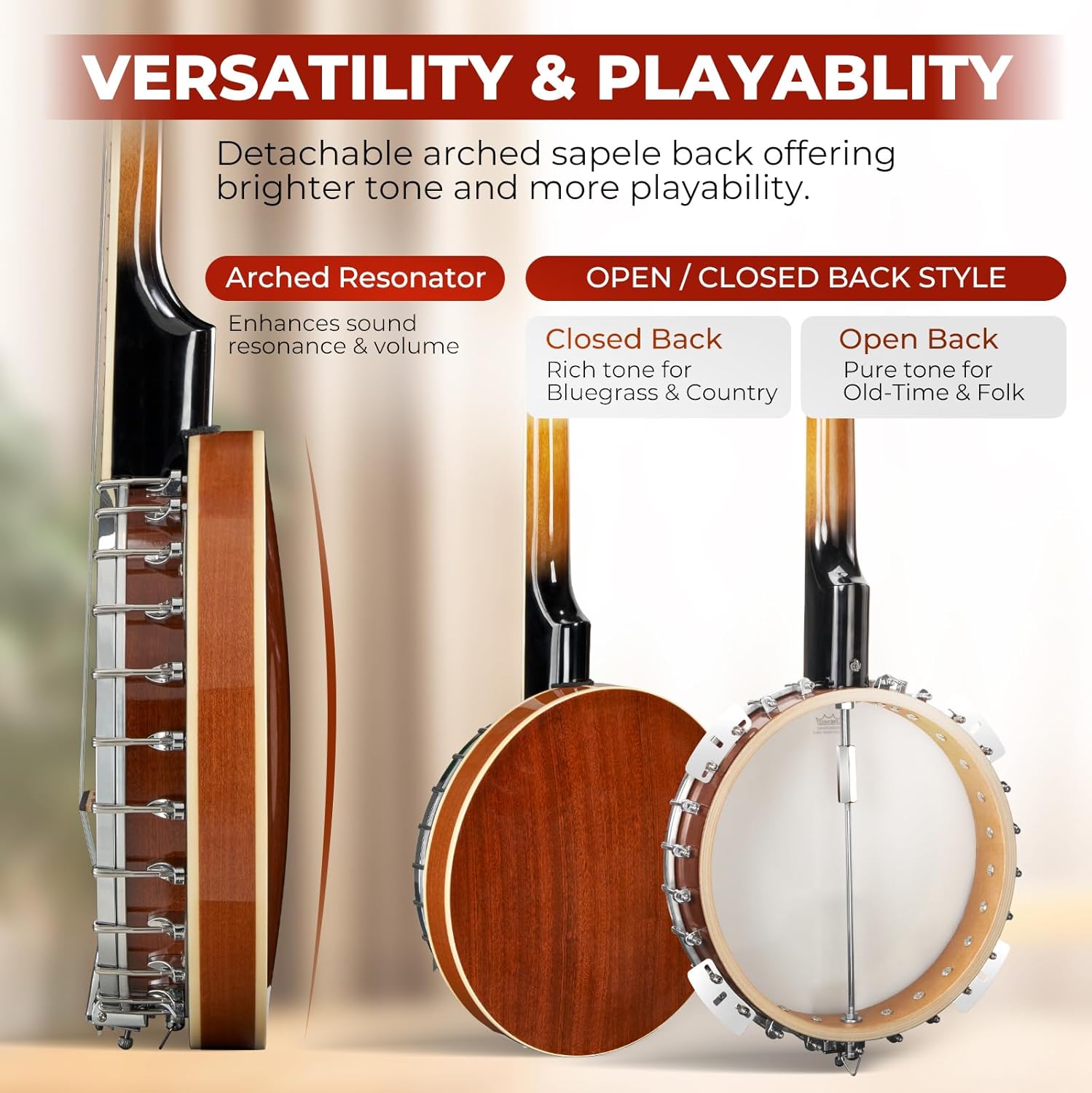 Vangoa Purple Violin 4/4 Size + 38inch 5 String Banjo Music Ultimate Bundle for Beginners Teenagers and Adults - Complete Starter Kits with Full Accessories - Ideal Musical Gift Bundle