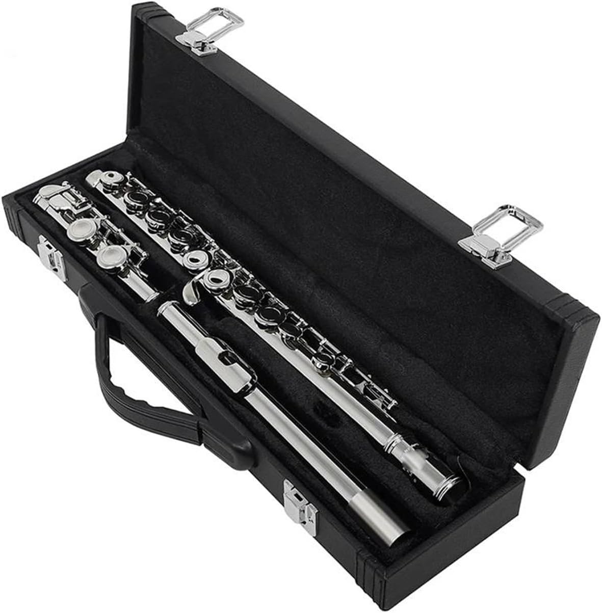 16 Holes Flute C Tone Closed Hole Silver Plated Cupronickel Flute Woodwind Instrument With Leather Case