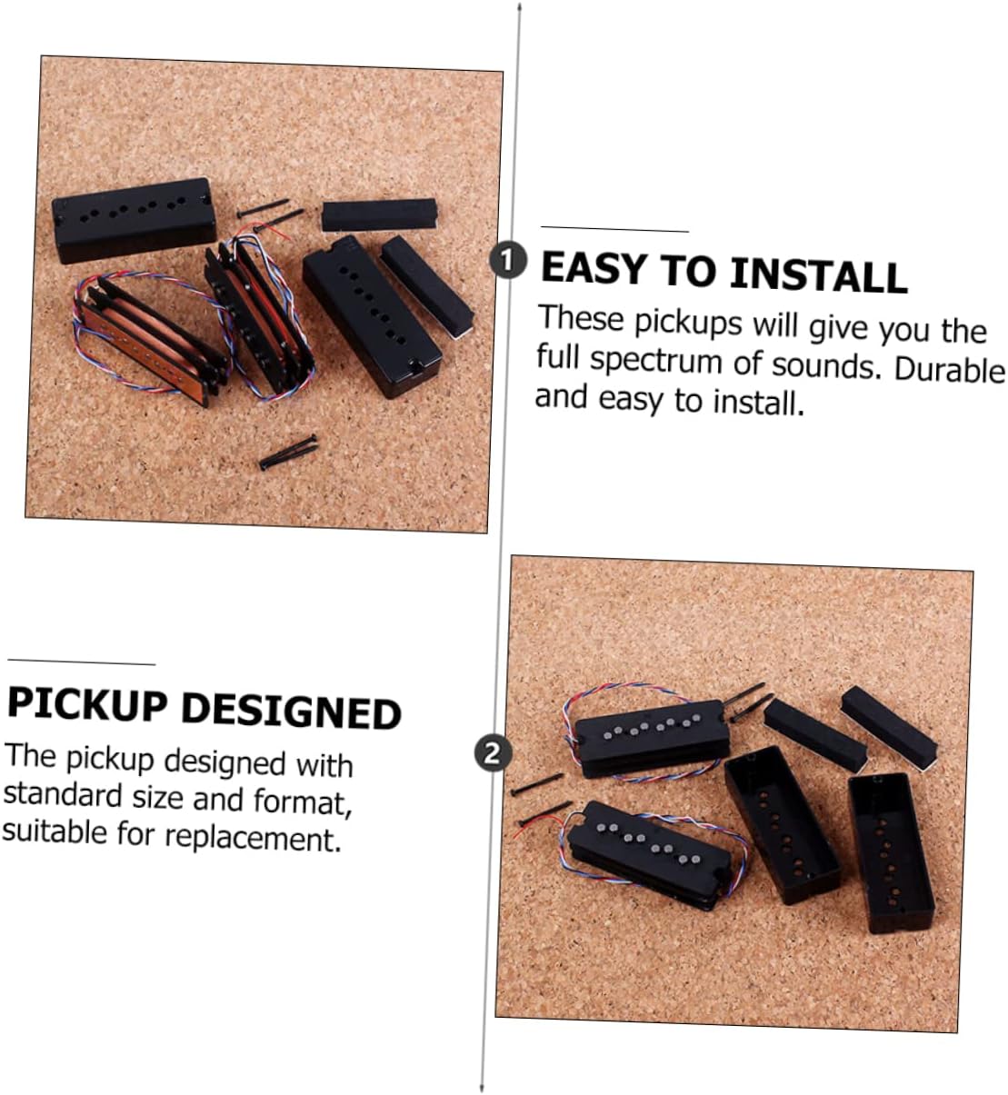 String Double Layer Humbucker Bass Pickup Set Essential Bass Guitar Parts for Players Easy Installation Durable Design Wax Potted for Noise Reduction for DIY Musicians