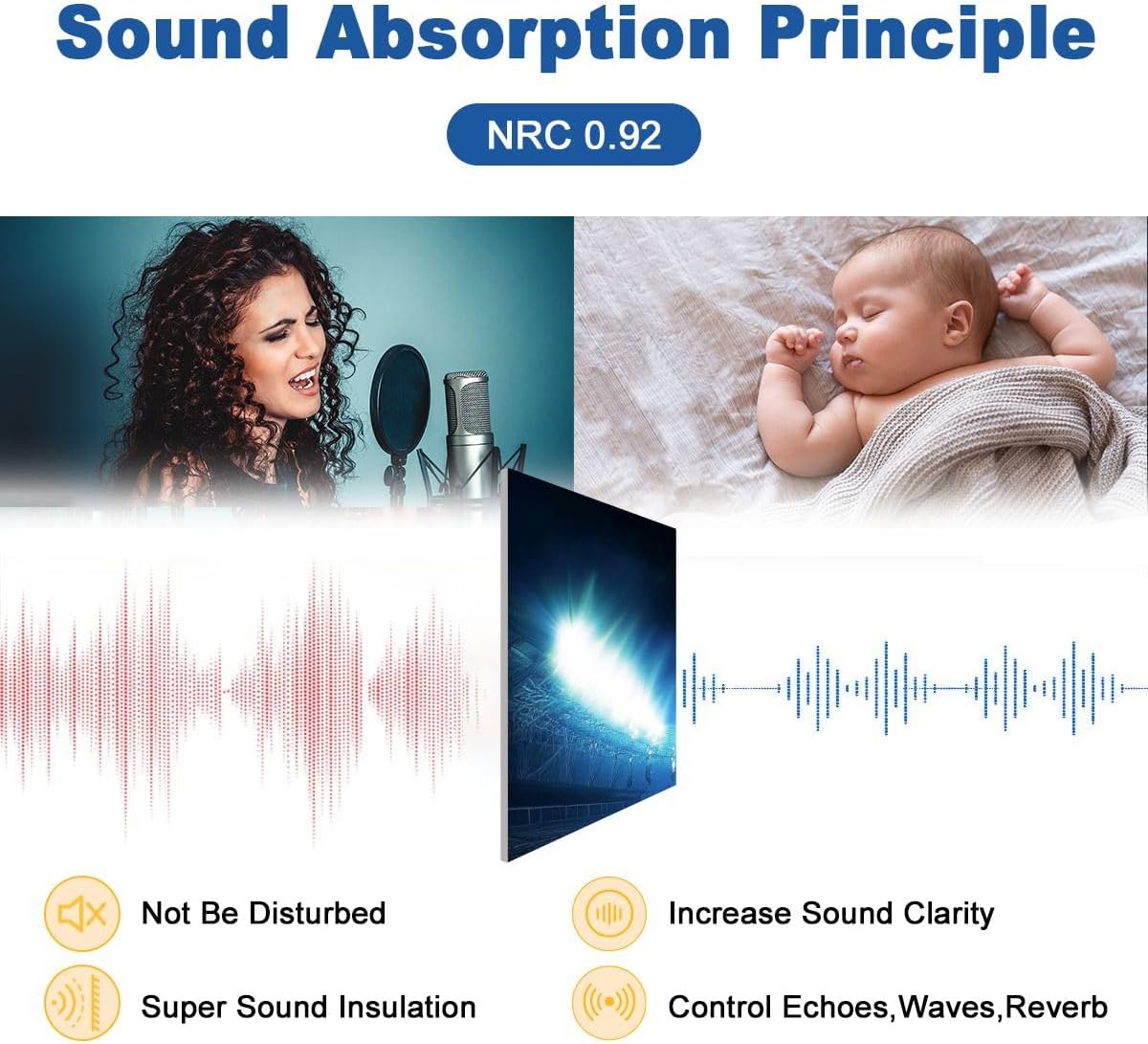 6 Pack Art Acoustic Panels overview american football stadium soccer balls pictures Sound Absorbing Panel 48