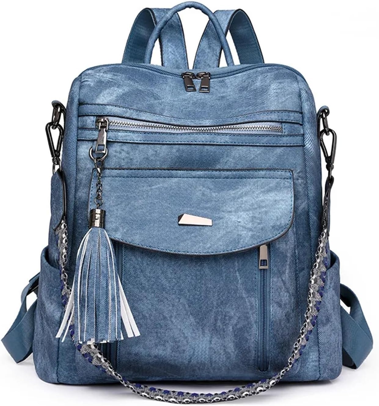 Backpack Purse Leather Fashion Travel For Women Designer Ladies PU Anti Theft Shoulder Bags(Blue)