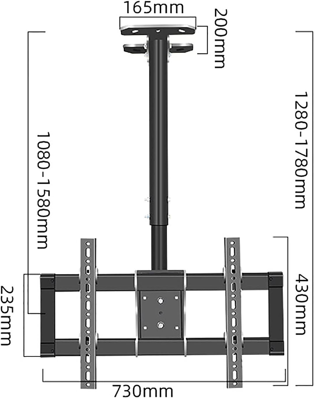 TV Stand,tv Wall Mount Ceiling TV Mount Bracket, 108-158cm Height Adjustable TV Mount, Fits 39-90 Inch TVs, Holds Up to 175lb