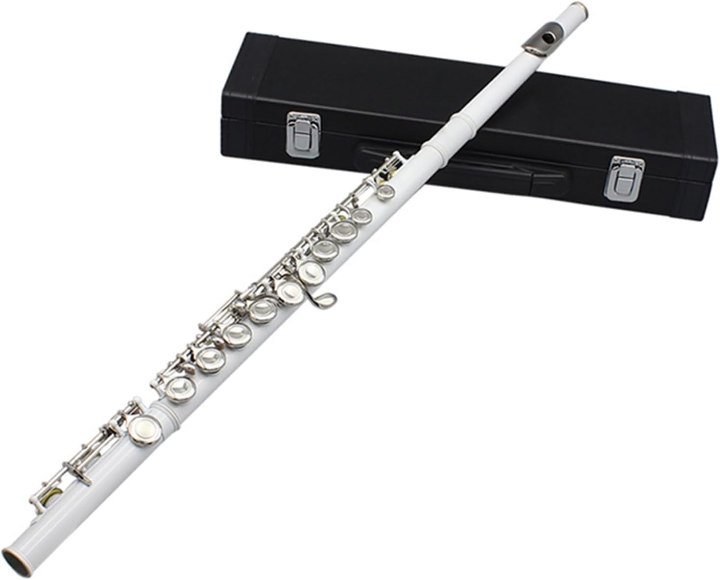 Flute White 16 Holes C Tone Flute with E Key Woodwind Instrument Closed Key Cupronickel Tube Flute with Box Flutes Musical Instruments