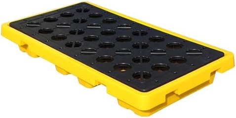 Heavy Duty Modular Spill Containment Pallet - Anti-Leak Platform for Oil Drums in Warehouses & Factories - Yellow & Black Polyethylene for Industrial Use