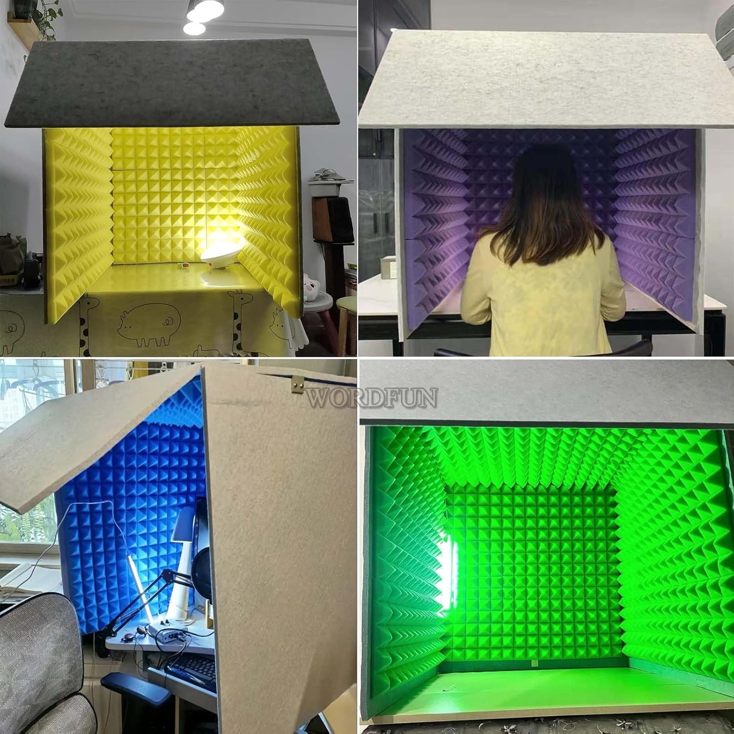 Desktop Soundproof Portable Microphone Isolation Room, Home Recording Studio, Suitable for Dubbing Learning (Gris)