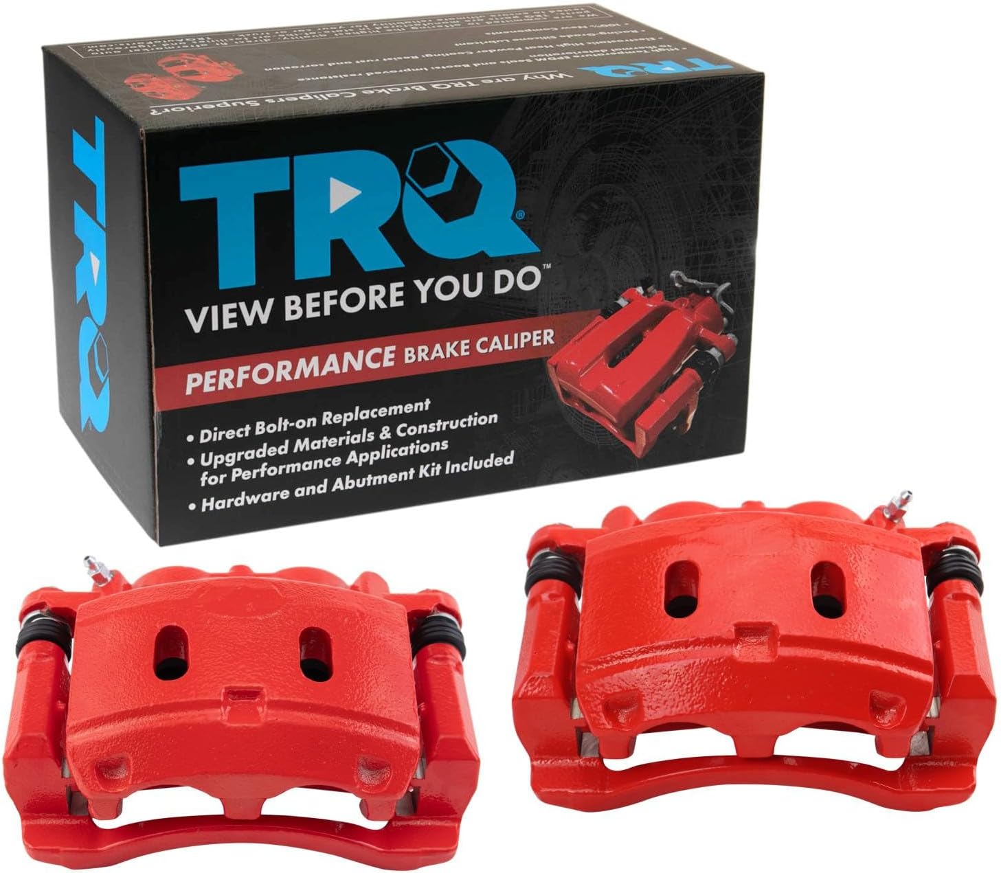 TRQ Front Brake Caliper Set Painted Red Brackets Compatible with 2006-2013 Infiniti QX56 2014-2022 QX80 2006-2023 Nissan Armada 2008-2023 Titan