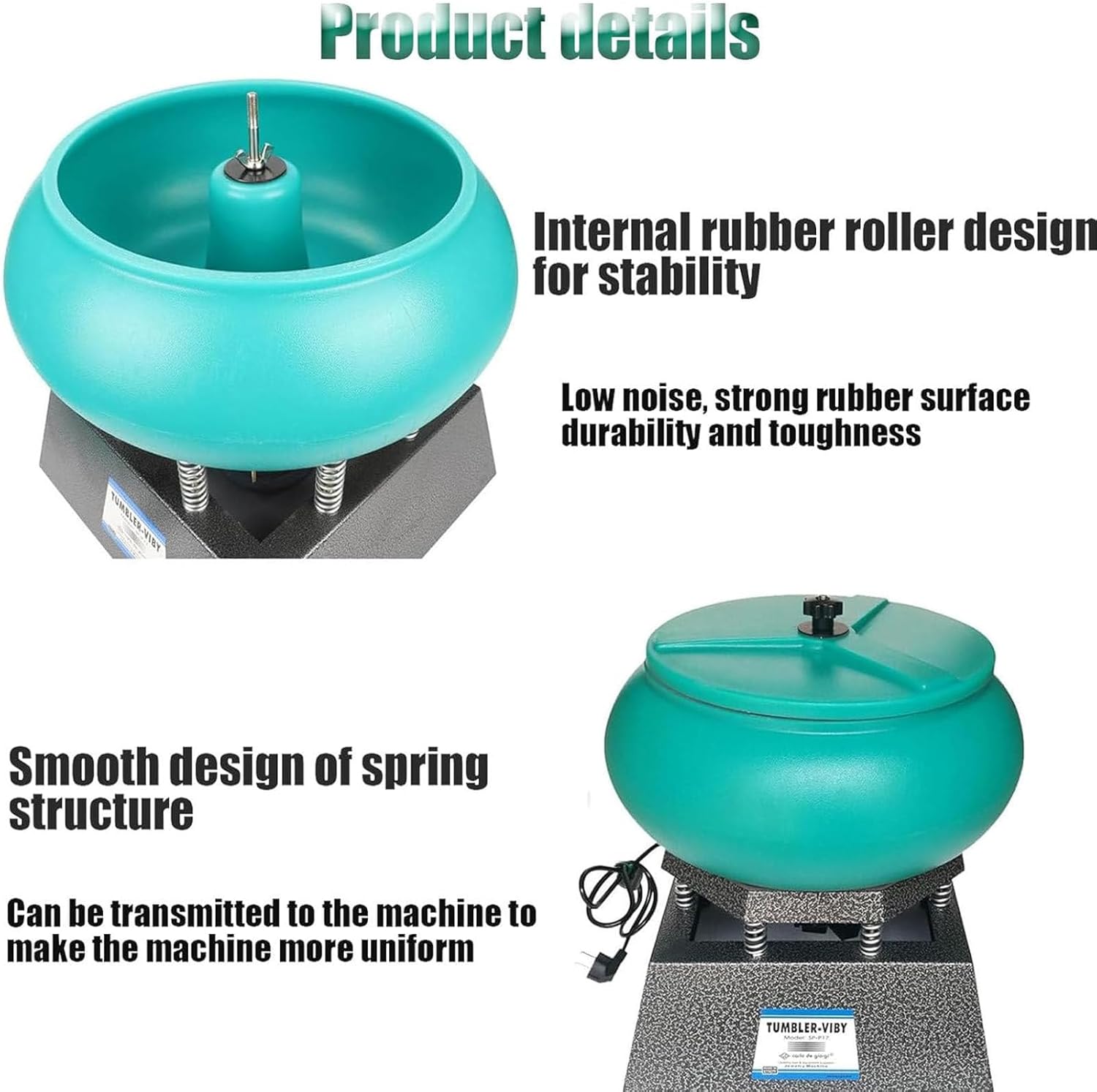 130w Vibrating Polishing Drum, Jewellery Polishing Machine and Finisher Machine, Magnetic Tumbler Jewelry Polisher for Jade Jewellery