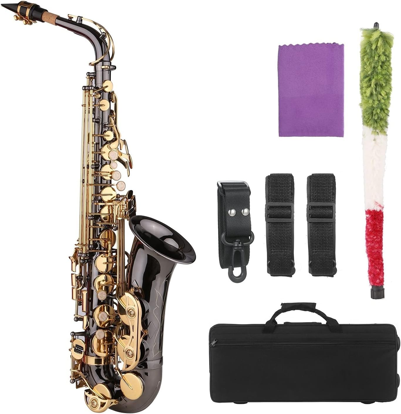 EB Alto Saxophone Brass Lacquer Gold E Flat Sax Nickel Plated Brass Music Instruments with Case Accessories Student Saxophone