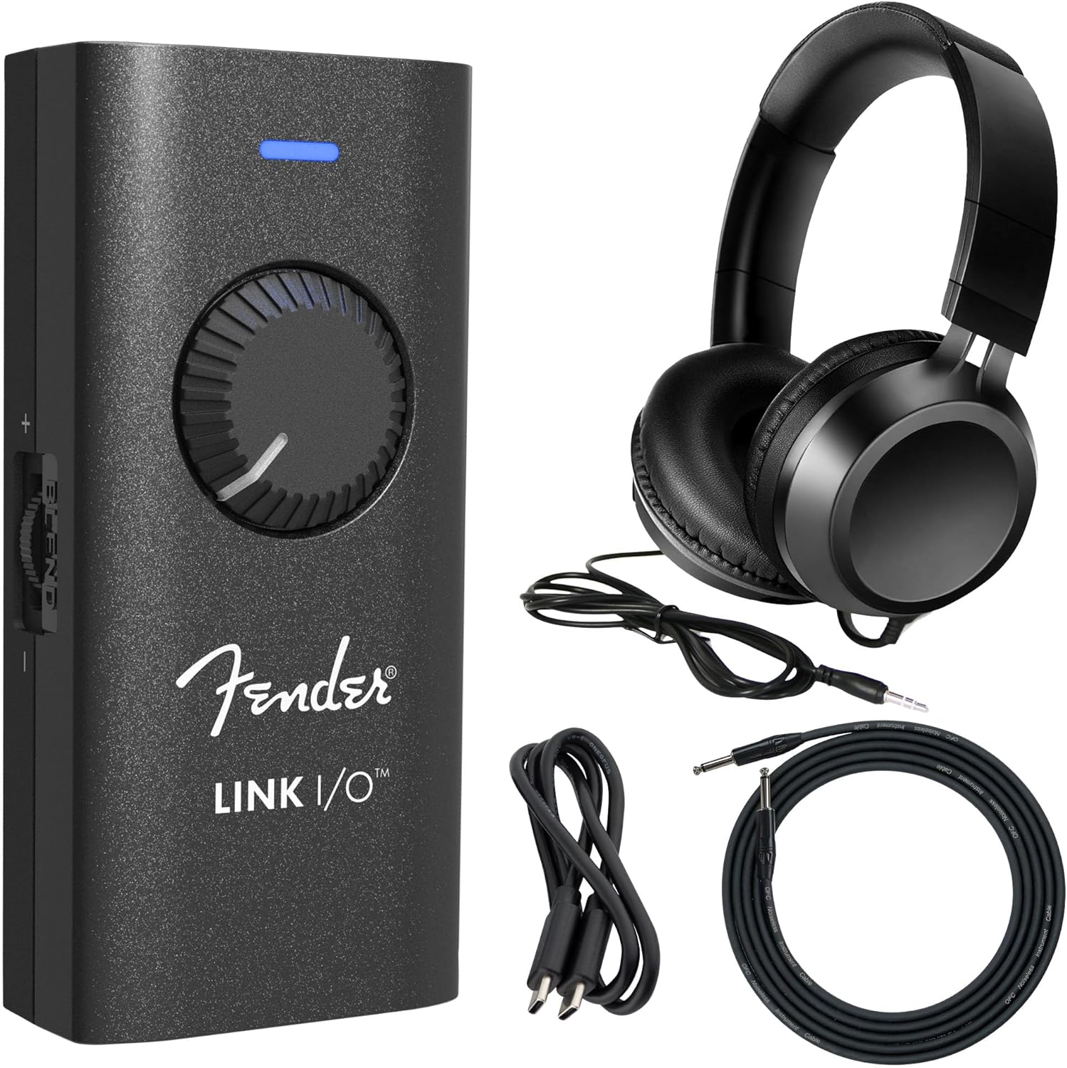 Fender Link I/O Studio Grade Audio Interface Bundle with Instrument Cable and Headphones