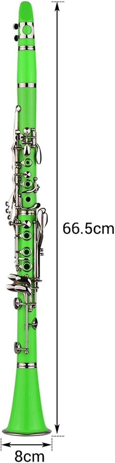 Standard Clarinet ABS 17-Key Clarinet Bb Flat Belt Suitcase Gloves Cleaning Cloth Reed Box 10 Pieces Reed Woodwind Instrument Beginner Clarinet (Color : Green)