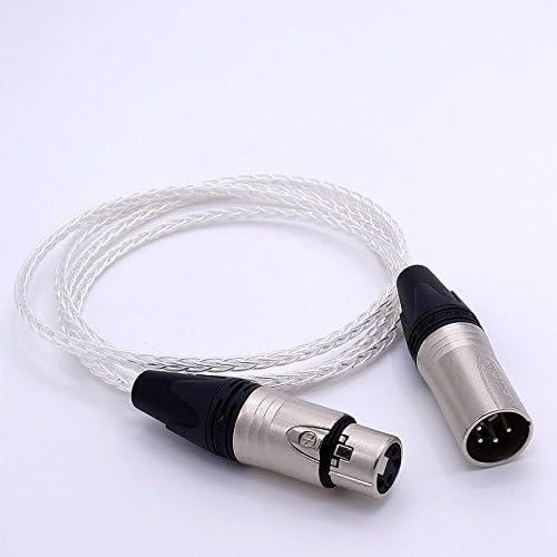 GAGACOCC DIY 4.5m (15feet) 4 Pin XLR Male to Female Balanced Audio 8 cores 5N PCOCC Silver Plated Upgrade Cable Audio Connection Headphone Extension Cable