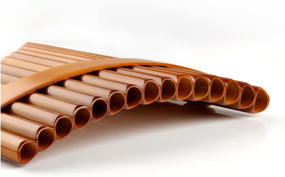 15 pipes G Key Pan Flute light Brown Folk Woodwind Instruments Kids Pan Pipes Including Tunning Sticks Pipes inner clearning Stick cloth and pu leather bag (Right Hand)
