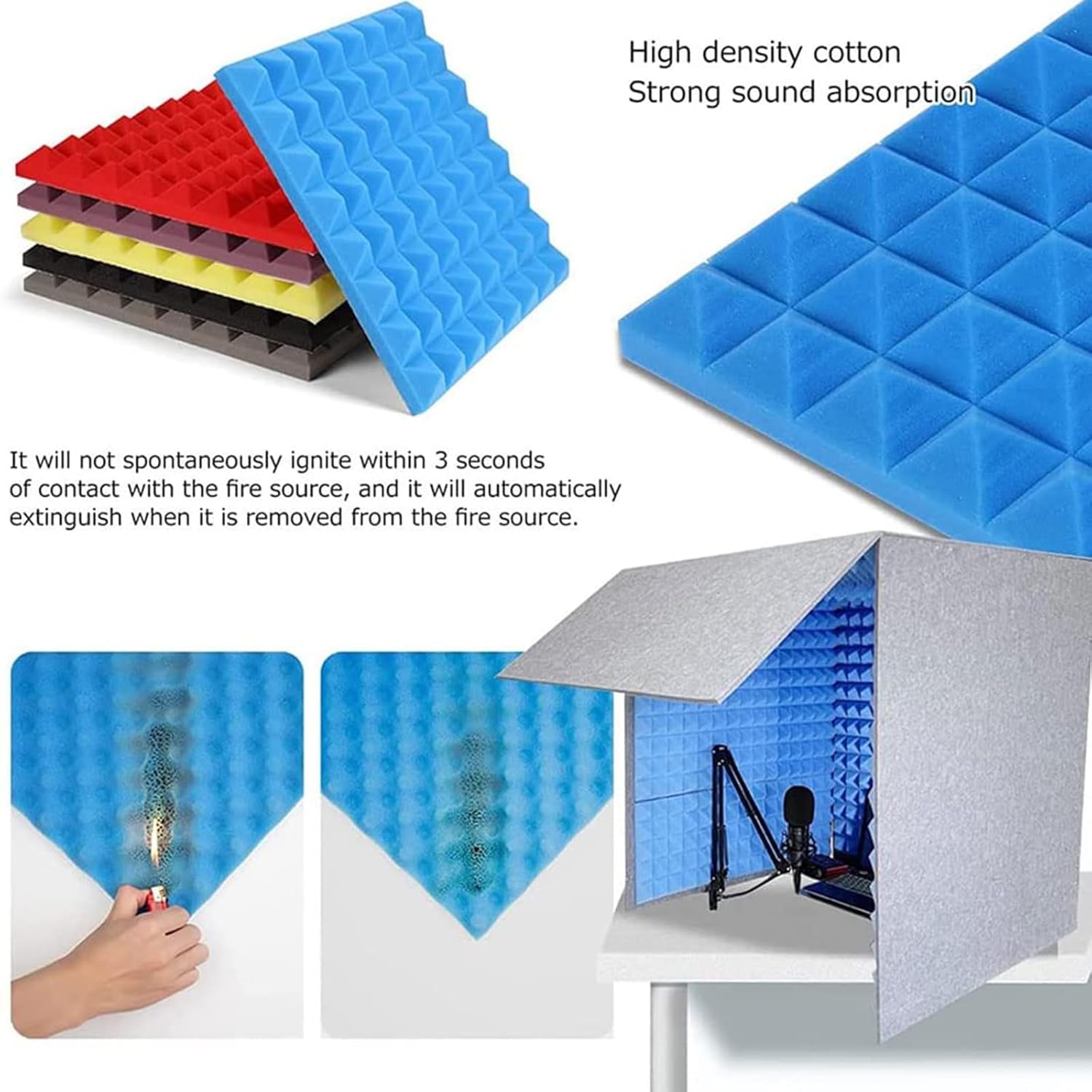 Portable Vocal Booth Sound Booth Recording Equipment, Desktop Soundproof Cover, Vocal Absorbing Shield, for Home Studio, Music Recording Sound Filters(Blue)