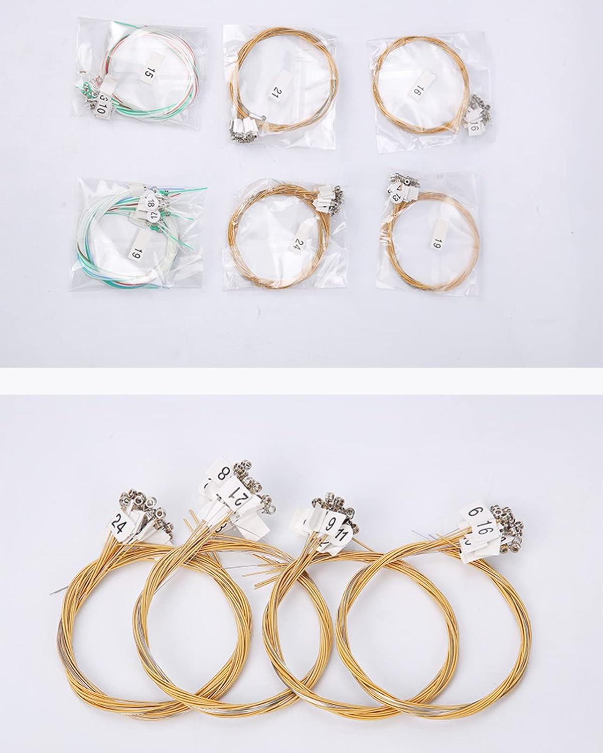 Lyre Harp A Sets of 10/16/19/21/24 Strings Replacement Metal String for Lyre Harp, Brighter and More Durable (Color : 24 String Set+String Nails+Wrench)