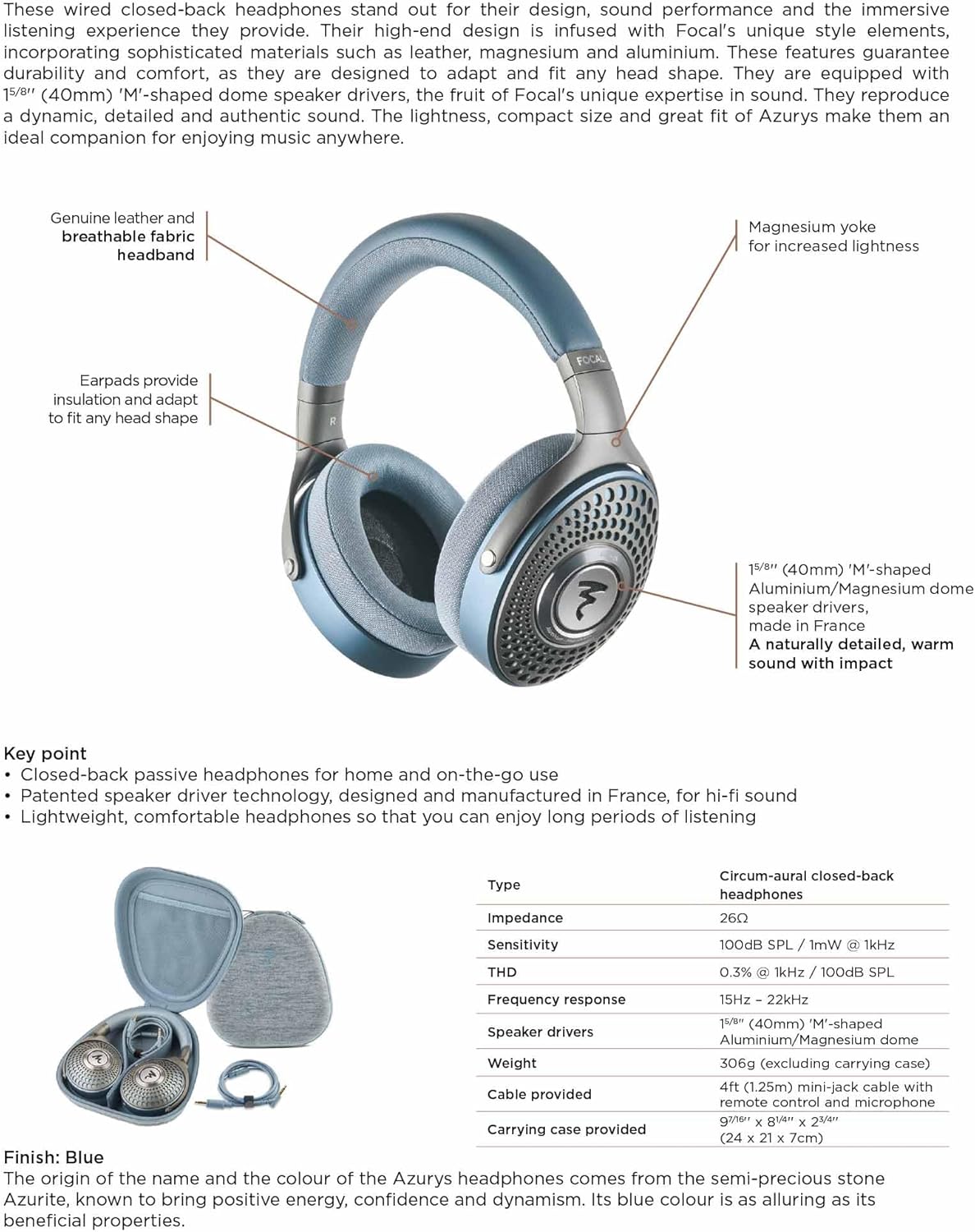 Focal AZURYS High-Fidelity Closed-Back Headphones