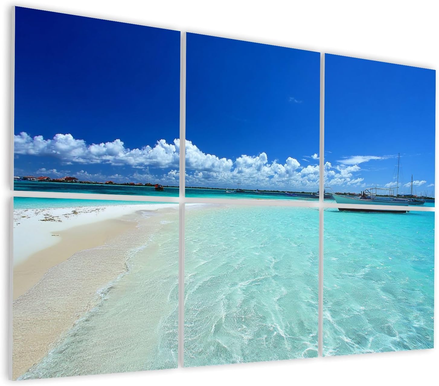 6 Pack Art Acoustic Panels Self Adhesive Tropical White Sand cay Beach Los Roques Venezuela Decorative Soundproof Wall Panels Sound Absorbing Panel 48