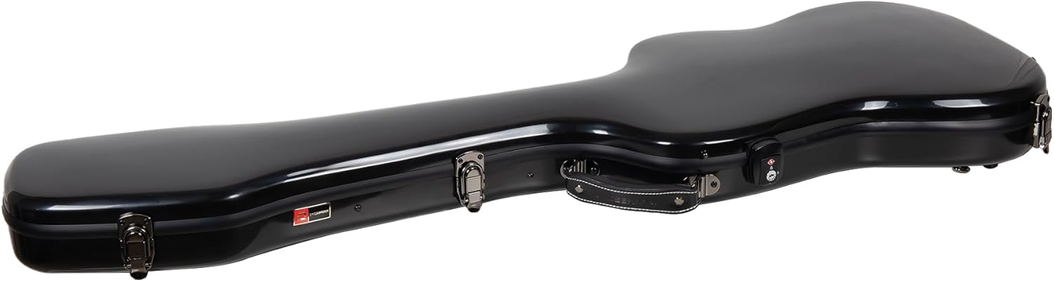 Crossrock Fiberglass Case fits for Jazz Bass Style Guitars with Removable Shoulder Straps-Black(CRF2021JBBK)