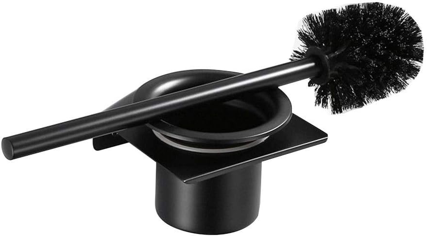 NYKK Toilet Brush and Holder Set Toilet Brush Set 304 Stainless Steel with Stand Toilet Brush Long Handle Grip and Strong Bristles Ideal for Deep Cleaning Bathroom (Black) Toilet Brushes & Holders