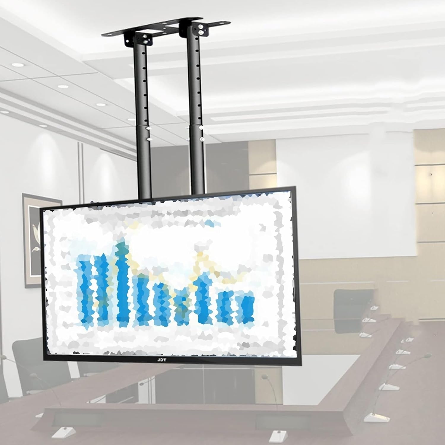 TV Mount Bracket - Ceiling Bracket, Fits 55-100 Inch LED Flat Panel Display, 3°/-20° Angle Adjustment, 900x400mm, Double Pole Hanging TV Bracket