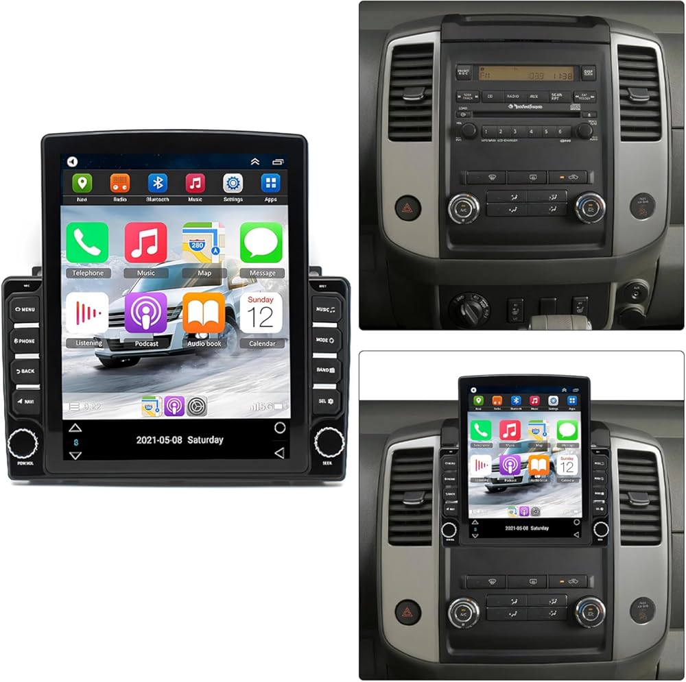 9.7'' Vertical Screen Radio for Nissan Frontier Xterra 2009 2010 2011 2012 2013 2014 with Wireless CarPlay Android Auto, Touch Screen Car Audio Receiver with Bluetooth GPS WiFi AHD Backup Camera Mic