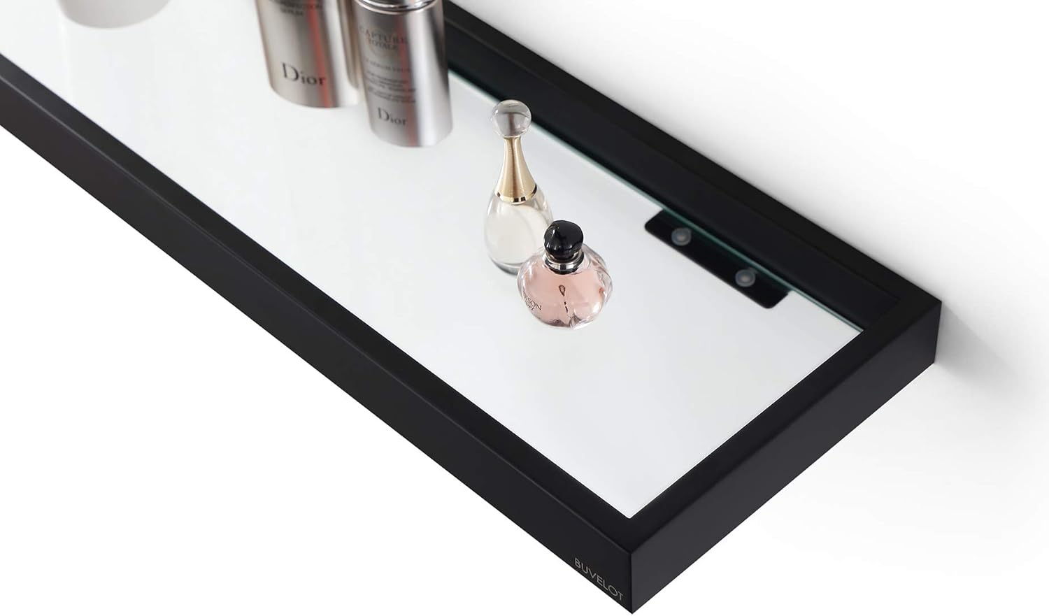 Glass Shelves for Bathroom 20 Inch Floating Glass Shelf,Wall Mount Modern Rectangular, Matte Black, No Assembly