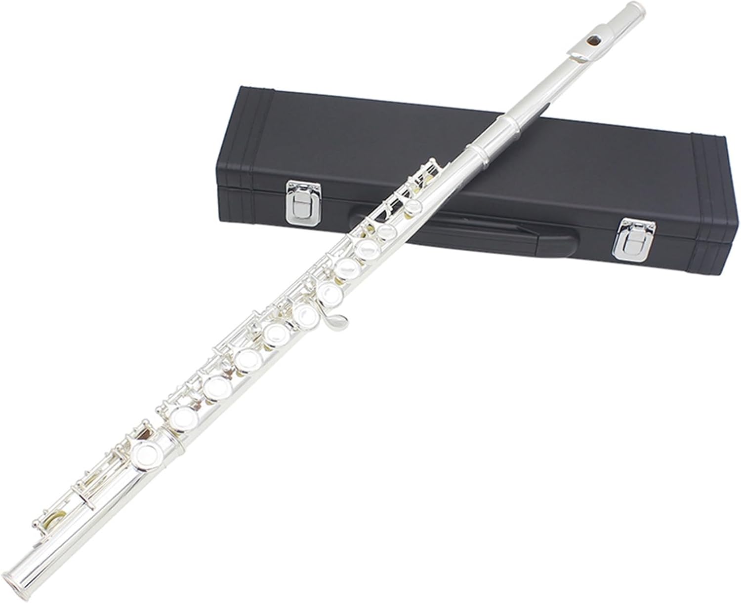 Flute Gold-Plated Silver Key 16-Hole Flute Woodwind Closed-Hole E-Key Flute with Box Music Accessories Flutes Musical Instruments (Color : Silver)