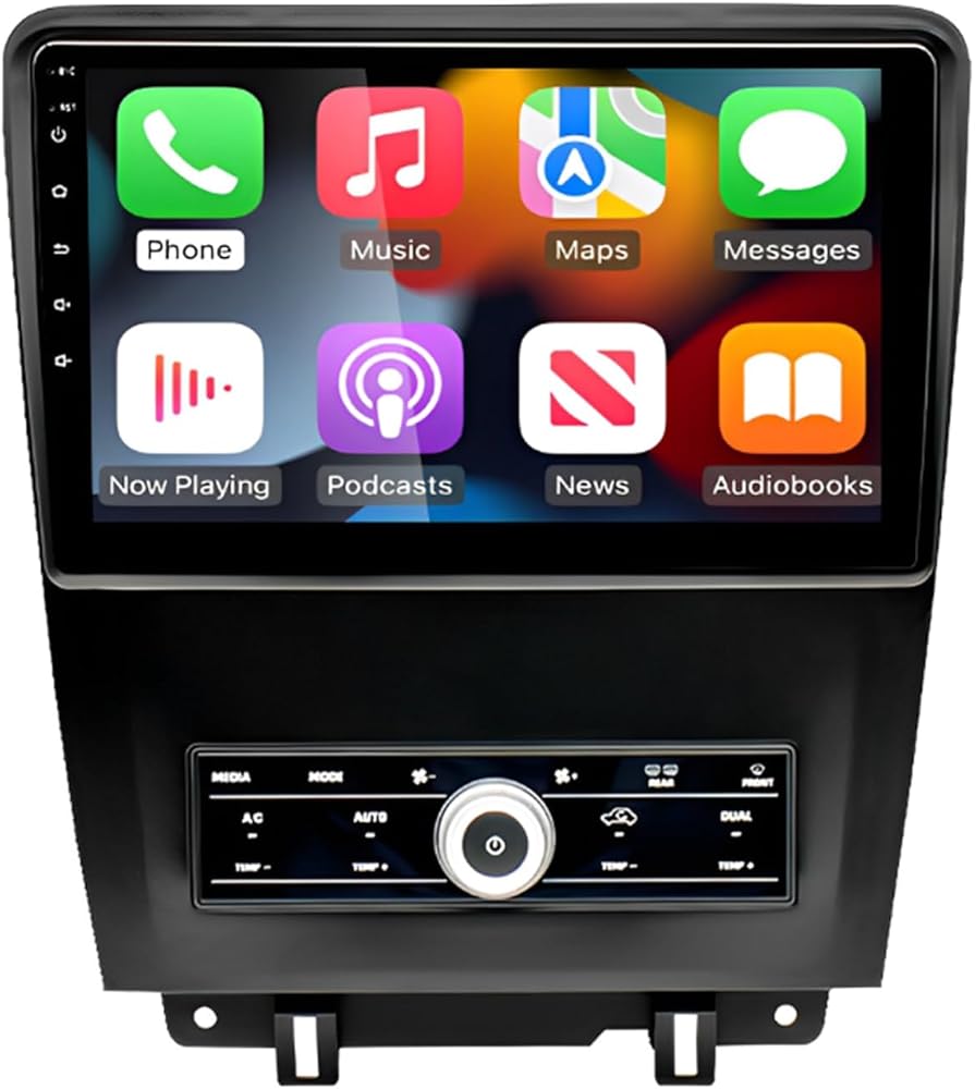 10 inch Android 13 Car Radio Stereo Fit for Mustang 2010-2014 Upgrade Touchscreen Radio w/Wireless CarPlay&Android Auto GPS Navigation WiFi Bluetooth Rear AHD Camera SWC (Only fit Manual AC)