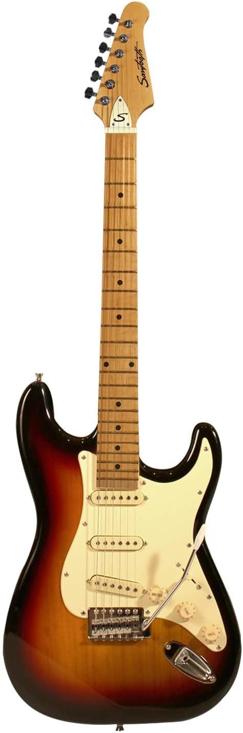 Sawtooth Sunburst Electric Guitar w/Vintage White Pickguard - Includes: Accessories, Gig Bag & Lesson
