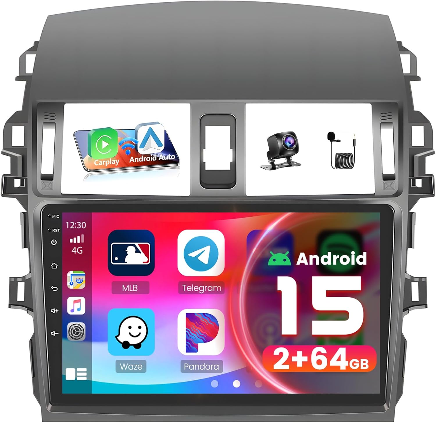 [4Core 64G] Android 15 Car Stereo for Toyota Corolla 2009 2010 2011 2012 2013, Hikity 9