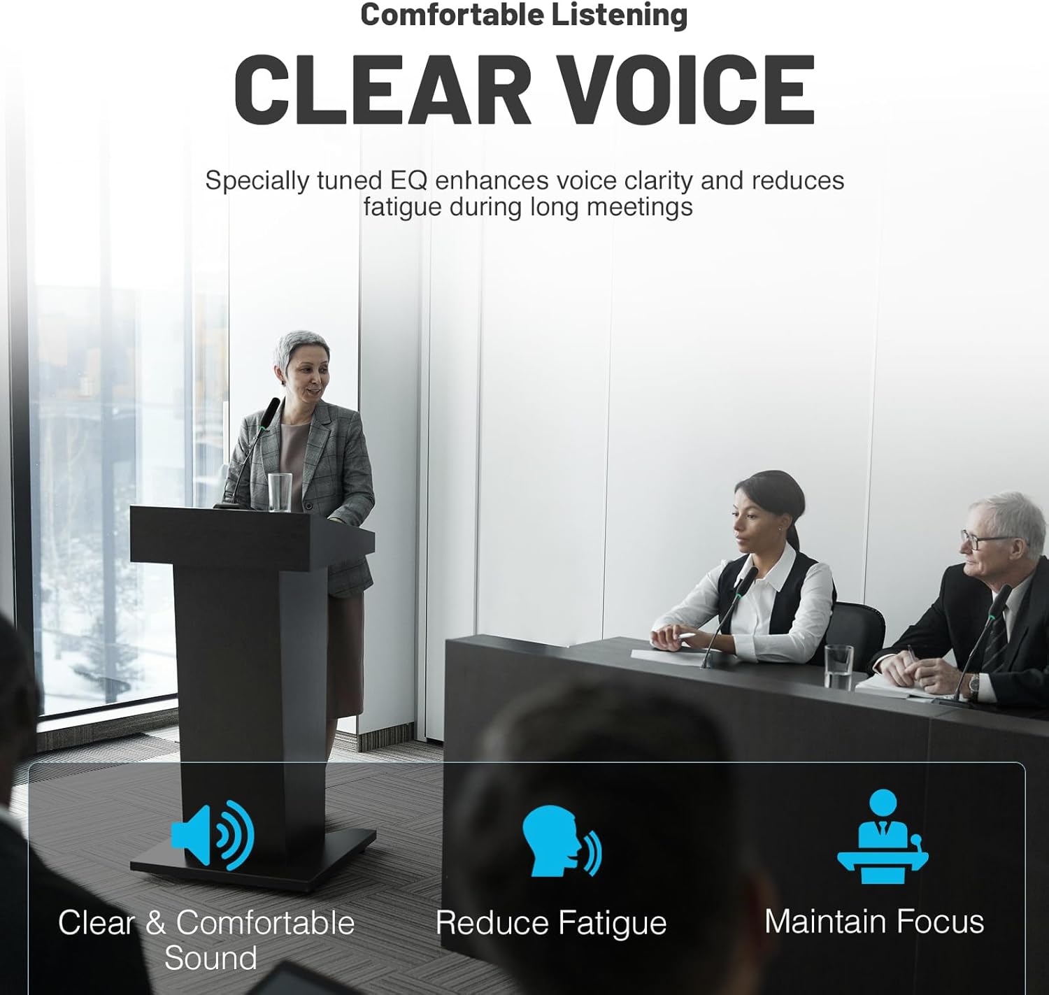 Phenyx Pro Wireless Conference Microphone System, Quad Channel Wireless Podium Microphone, 4x50 UHF Frequencies, Auto Scan, 4 Gooseneck Mics for Lecture, Church, Conference, Public Speaking (PTC-4)