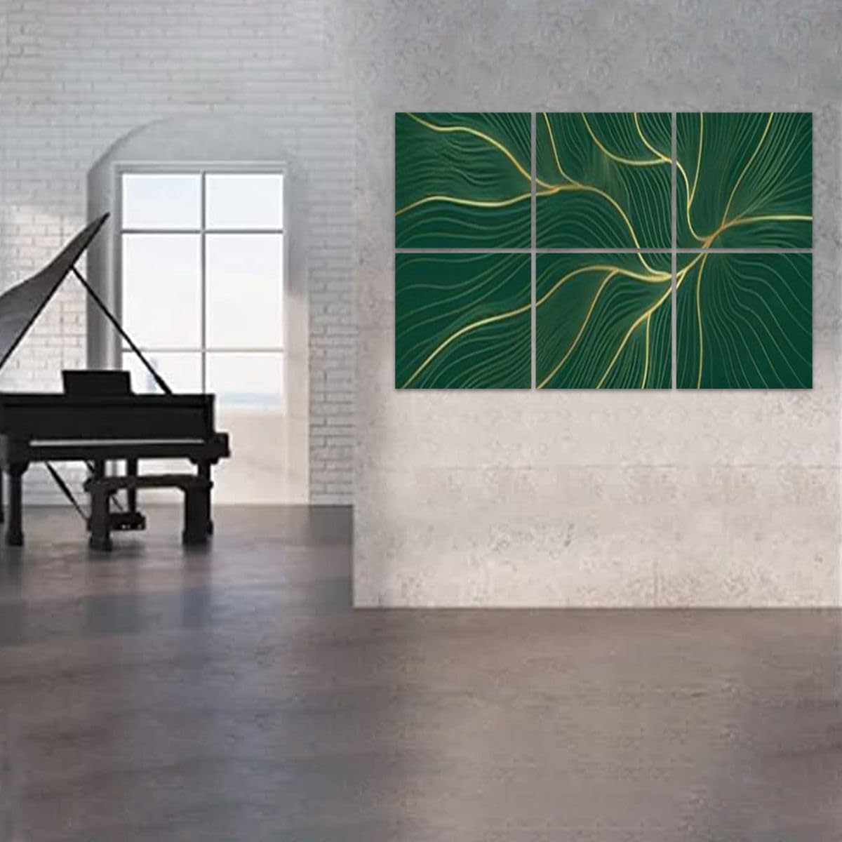 6 Pack Art Acoustic Panels Luxury Golden Emerald Abstract Line Texture Green Emerald Design For Soundproof Wall Panels Padding Decorative Sound Absorbing Panels 72